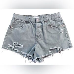 NWT Free People Now or Never distressed Denim Grey Short SZ 29
